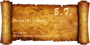 Bozsik Tibor névjegykártya